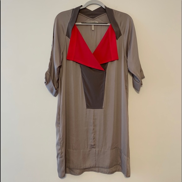 BCBG MaxAzria RUNWAY Gray & Pink Shift Dress Sz S - Picture 1 of 13